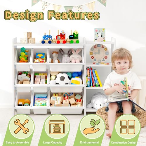 Kids Toy Storage Organizer with Bins, Solid Pine Wood - Image 7