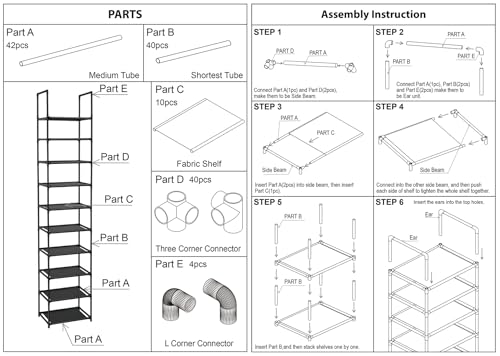 FIDUCIAL HOME 10 Tiers Vertical Shoe Rack 10 Pairs Skinny Shoe - Image 8