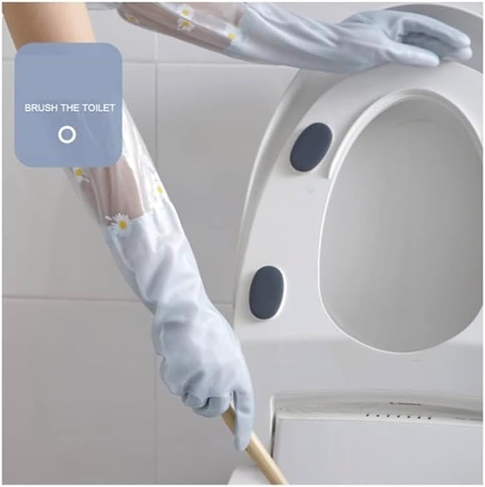 Reusable Heavy Duty Hand Gloves for Dishwashing, Gardening, Kitchen Cleaning | Non-Slippery, Durable Long Elbow Length Gloves | 1 Pair Blue, Pack of 2