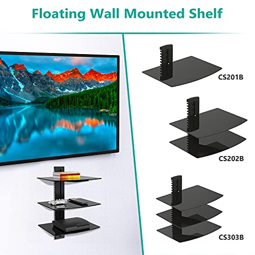WALI 3 Tier Glass Floating TV Wall Shelf for Projector - Image 7