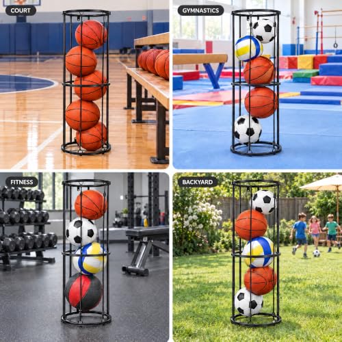 Ball Storage Rack for Basketballs, Soccer Balls & Volleyballs - Image 8