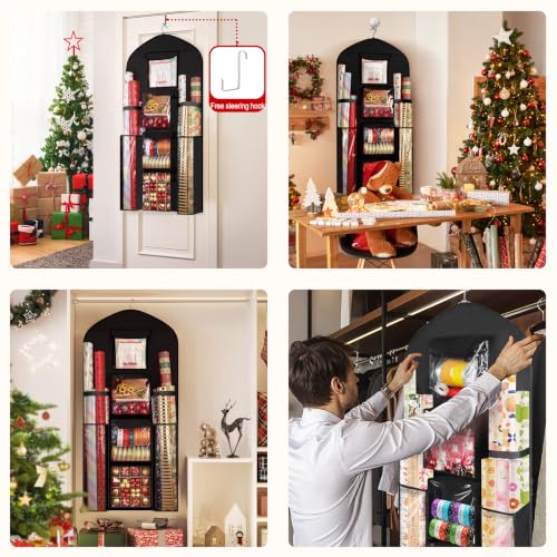 Hanging Wrapping Paper Organizer Storage, Over Door Gift - Image 7