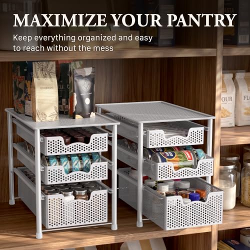 Simple Houseware 3 Tier White Alloy Steel Sliding Basket - Image 8