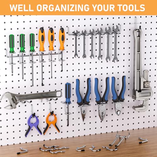 INCLY 176PCS Pegboard Hooks with Peg Locks, 1/4" Heavy Duty Metal - Image 8