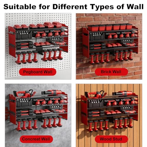 oviitech Large Power Tool Organizer Wall Mount Red - Image 8