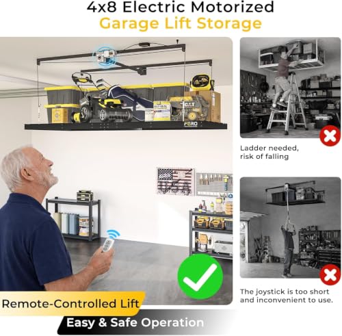 FERO Motorized Overhead Garage Storage Rack with Remote - Image 8