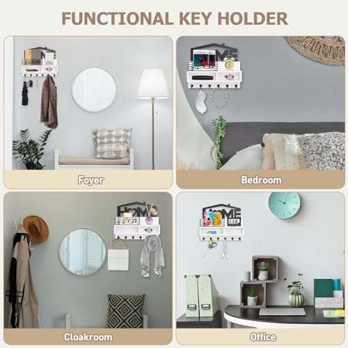 Key Holder Wall Mount, Decorative Wood Mail and Key Organizer - Image 8