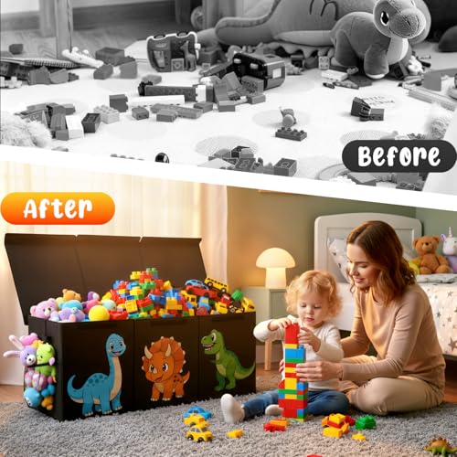 Extra Large Collapsible Toy Box Chest, Sturdy Dinosaur Toy - Image 8