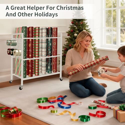 Wrapping Paper Organizer Storage with Wheel Cart, 18 Slap - Image 7