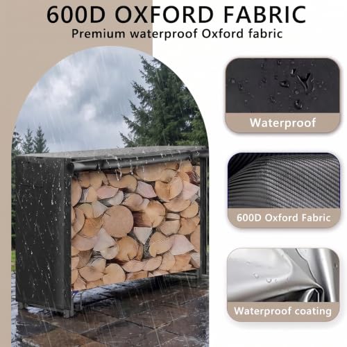 Waterproof Firewood Rack Cover 10FT, 600D Heavy Duty - Image 7