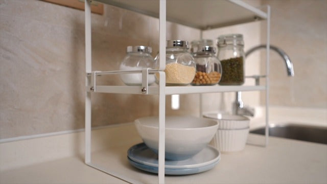 Nxconsu Stackable Cabinet Shelf Organizer 2 Pack, Wide Black - Image 8