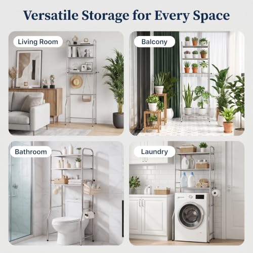 Over The Toilet Storage 3 Tier Stainless Steel Bathroom Organizer - Image 8