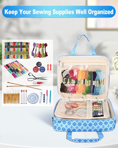 Sewing Supplies Organizer Bag with Removable Binder, Blue Floral - Image 7