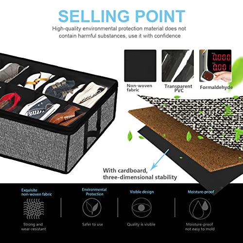 Under Bed Storage Organizer for Closet 2pc-24 Pairs Shoe Boxes - Image 8