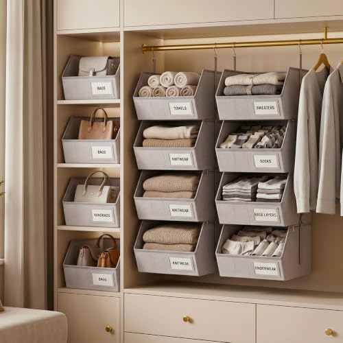 2 Pack 4-Tier Hanging Closet Organizer, Detachable Hanging - Image 7