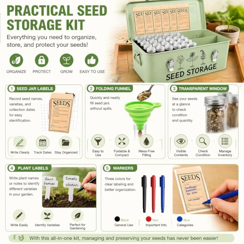 Seed Storage Box – Metal Seed Packet Organizer with Garden - Image 7