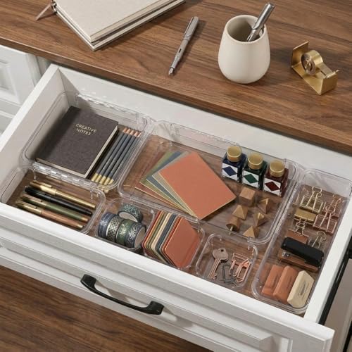 14 Pcs Expandable Clear Drawer Organizers, 3-Size - Image 8