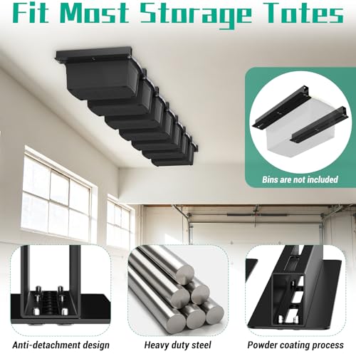 Linone Ceiling Storage Rack, 16 Inch, 8 Sets for 7 Bins - Image 8