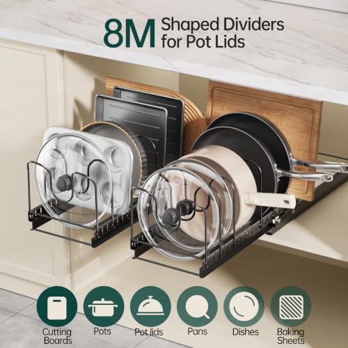 Pull Out Pots and Pans Organizer Under Cabinet, 1 Pack 8 Dividers - Image 7