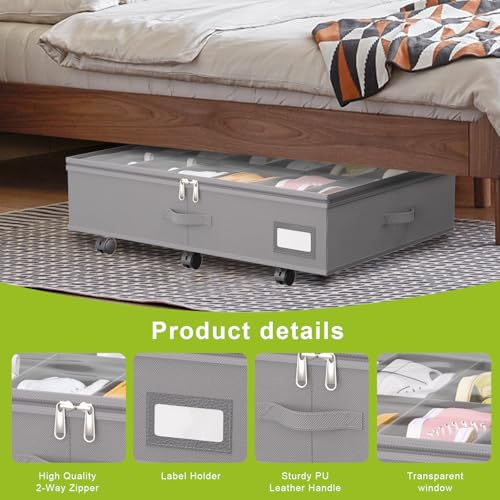 Under Bed Shoe Storage with Wheels, Fits 24 Pairs - Image 7