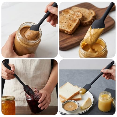 3 Pack Silicone Jar Spatulas, Long Handle, Black - Image 8