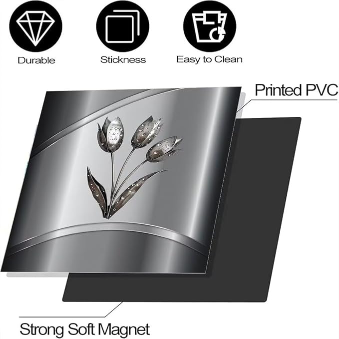 Gray Metallic Flower Pattern Magnet Dishwasher Cover Stainless Steel Magnetic Cover, Kitchen Dishwasher Door Magnet Cover Panel Refrigerator Decortive Sticker (23" x 26" Magnetic)