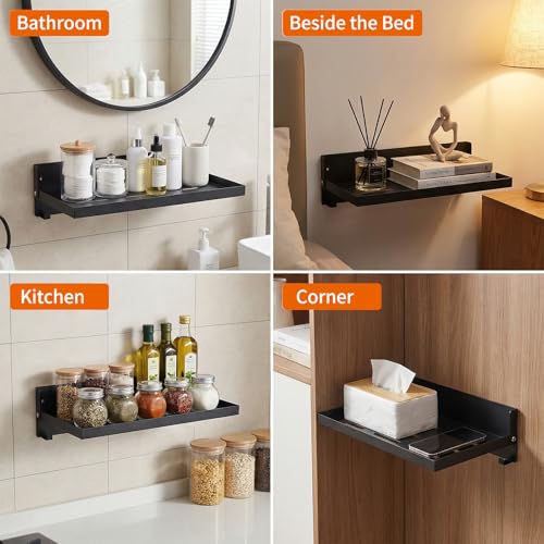 2 Pack Black Folding Wall Shelf with Hooks, Fold Down Wall - Image 8