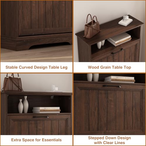 24" W Hidden Shoe Storage Cabinet with 2 Flip Drawers & - Image 7
