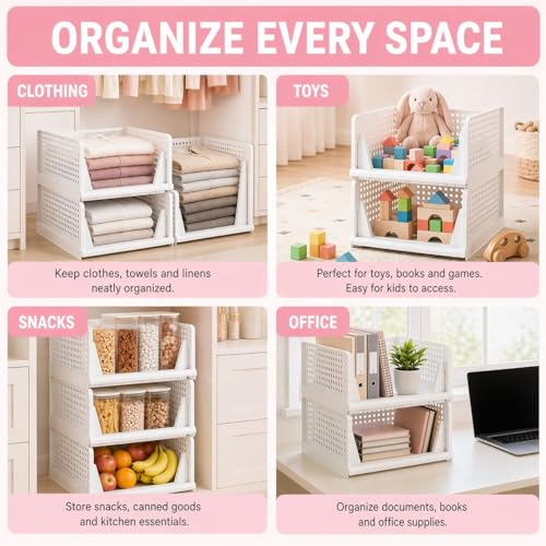 5 Pack Stackable Closet Storage Basket - Stackable Storage - Image 8