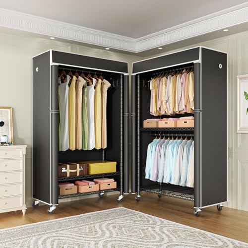 Clothing Rack with Cover, P1C Rolling Closets with Wheels - Image 7