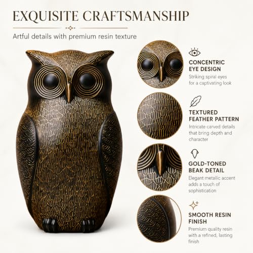 ANWR Mid Century Modern Owl Statue Decor, Small Animal Figurines - Image 7