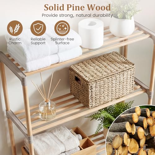 Giantex Over The Toilet Storage Shelf, 3-Tier Pine Wood - Image 8