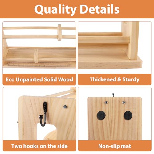 4-Tier Ribbon Storage Rack, Wooden Ribbon Organizer Spool - Image 8