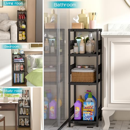 DAOUTIME Expandable Slim Storage Shelf, 4 Tier Metal Shelving - Image 8