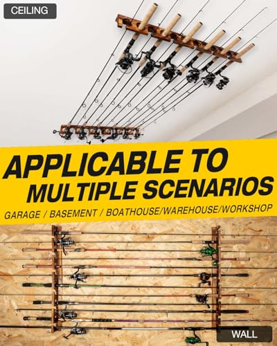 Fishing Rod Holder,Wall or Ceiling Mounted Pole Rack Garage - Image 7