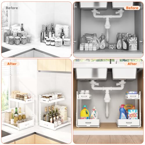 Under Sink Organizer, 2 Tier Slide Out Cabinet Organizer - Image 7