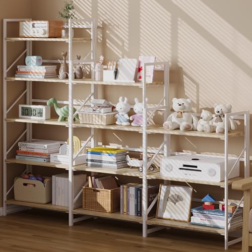 JSB No Assembly Folding Bookshelf, 4 Tier Industrial Metal - Image 6