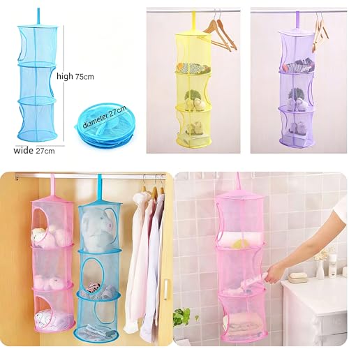 Mesh Hanging Storage Basket with 3 Tiers,Foldable Hanging Storage - Image 6