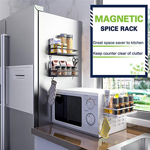 Magnetic Spice Rack, Strong Magnetic Shelf with 2 Removable Hooks - Image 7