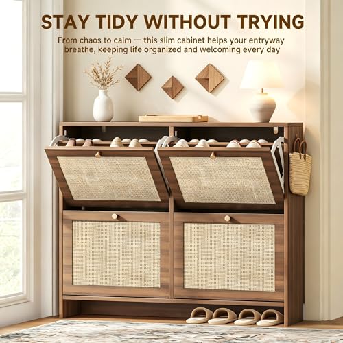 Nicetree Shoe Cabinet Storage for Entryway, 4-Flip Drawer - Image 7