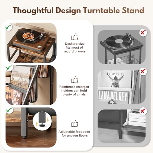 Bikoney Record Player Stand, Turntable Stand with 3-Tier - Image 7