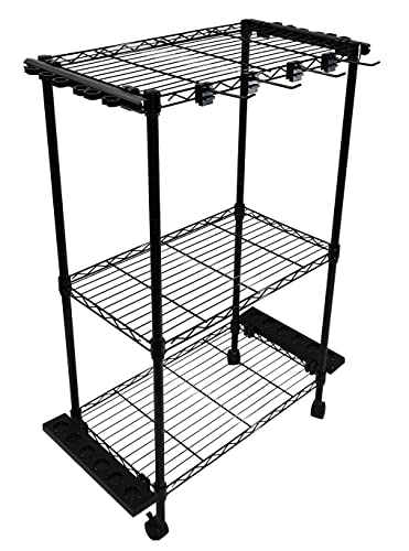 Rolling Rod Cart and Tackle Trolley Holds 12 Rod and Reel - Image 7