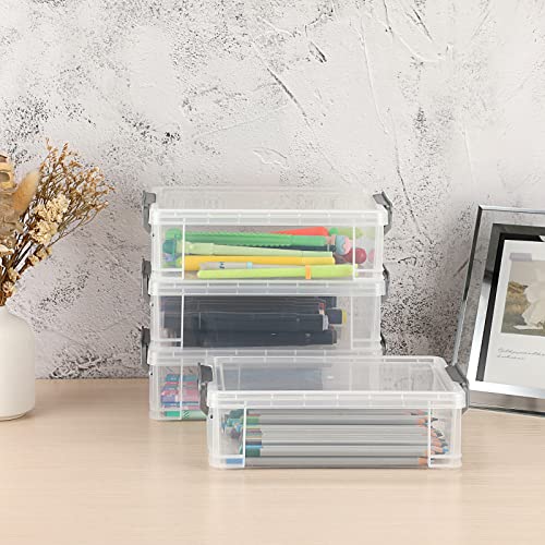 BTSKY 4 Pack Extra Large Plastic Pencil Box Stackable - Image 7