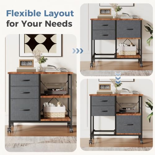 DUMOS 3 Drawer Mobile File Cabinet, Rolling Printer Stand - Image 7