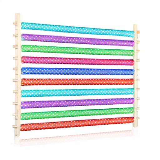 10 Tier Ribbon Holder Organizer Rack Wood Wrapping Paper Display - Image 8