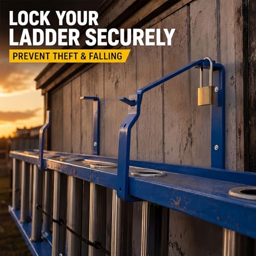 2 Pack Lockable Wall Ladder Rack with Securing Lock, Blue - Image 7