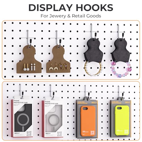INCLY 100PCS 1/4 Inch Pegboard J Hooks with Peg Locks & Rubber - Image 8