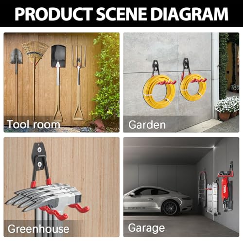 3-H Heavy Duty Garage Hooks, 46 Pack Wall Storage Organizer,Red - Image 7
