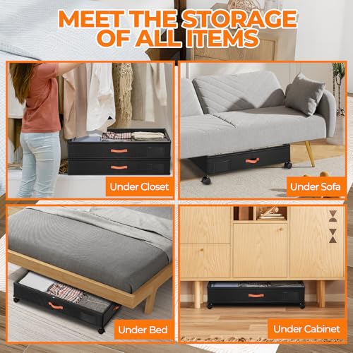 Ashwanth Under Bed Storage with Wheels, 2-Pack, XXL Large, Black - Image 8