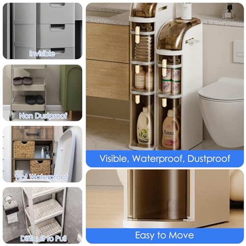 Narrow Bathroom Storage Cabinet 7.1″ Slim Bathroom Floor - Image 7